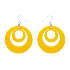 Double Hoop Solid Drop Earrings - Yellow