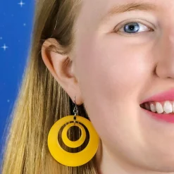 Double Hoop Solid Drop Earrings - Yellow