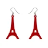 Eiffel Tower Solid Resin Drop Earrings - Red