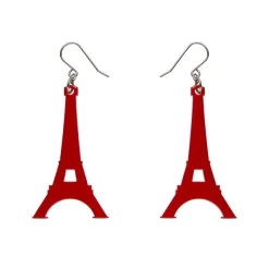 Eiffel Tower Solid Resin Drop Earrings - Red