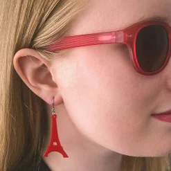 Eiffel Tower Solid Resin Drop Earrings - Red