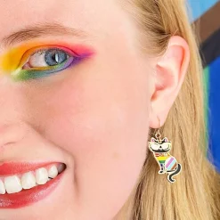 Elissa The Rainbow Cat Enamel Drop Earrings