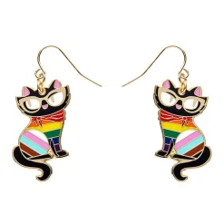 Elissa The Rainbow Cat Enamel Drop Earrings