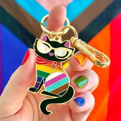 Elissa The Rainbow Cat Enamel Key Ring