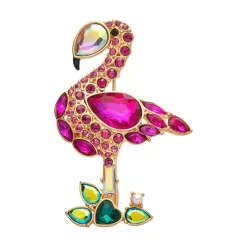 Flamboyant Flamingo Funk Stone Set Crystal Brooch