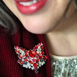 Flora Fox Face Stone Set Crystal Brooch