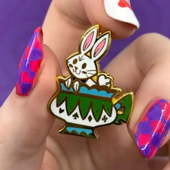 Follow The White Rabbit Enamel Pin