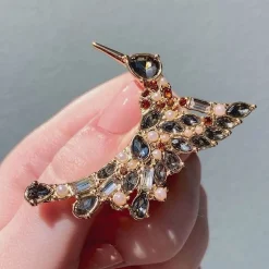 Halcyon Hummingbird Stone Set Crystal Brooch