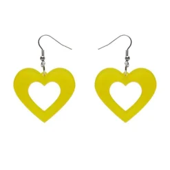 Heart Bubble Resin Drop Earrings - Yellow