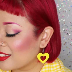 Heart Bubble Resin Drop Earrings - Yellow