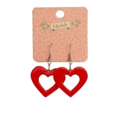 Heart Bubble Resin Drop Earrings - Red
