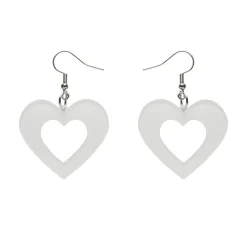 Heart Bubble Resin Drop Earrings - White