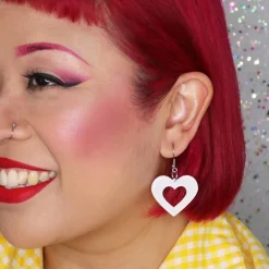 Heart Bubble Resin Drop Earrings - White