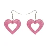 Heart Glitter Resin Drop Earrings - Pink