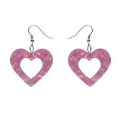 Heart Ripple Resin Drop Earrings - Mauve