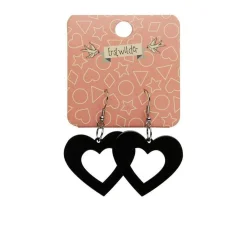 Heart Solid Resin Drop Earrings - Black
