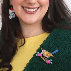 Holly Wagtail Brooch