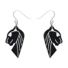 Jaguar Solid Black Resin Drop Earrings - Silver