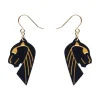 Jaguar Solid Black Resin Drop Earrings - Gold