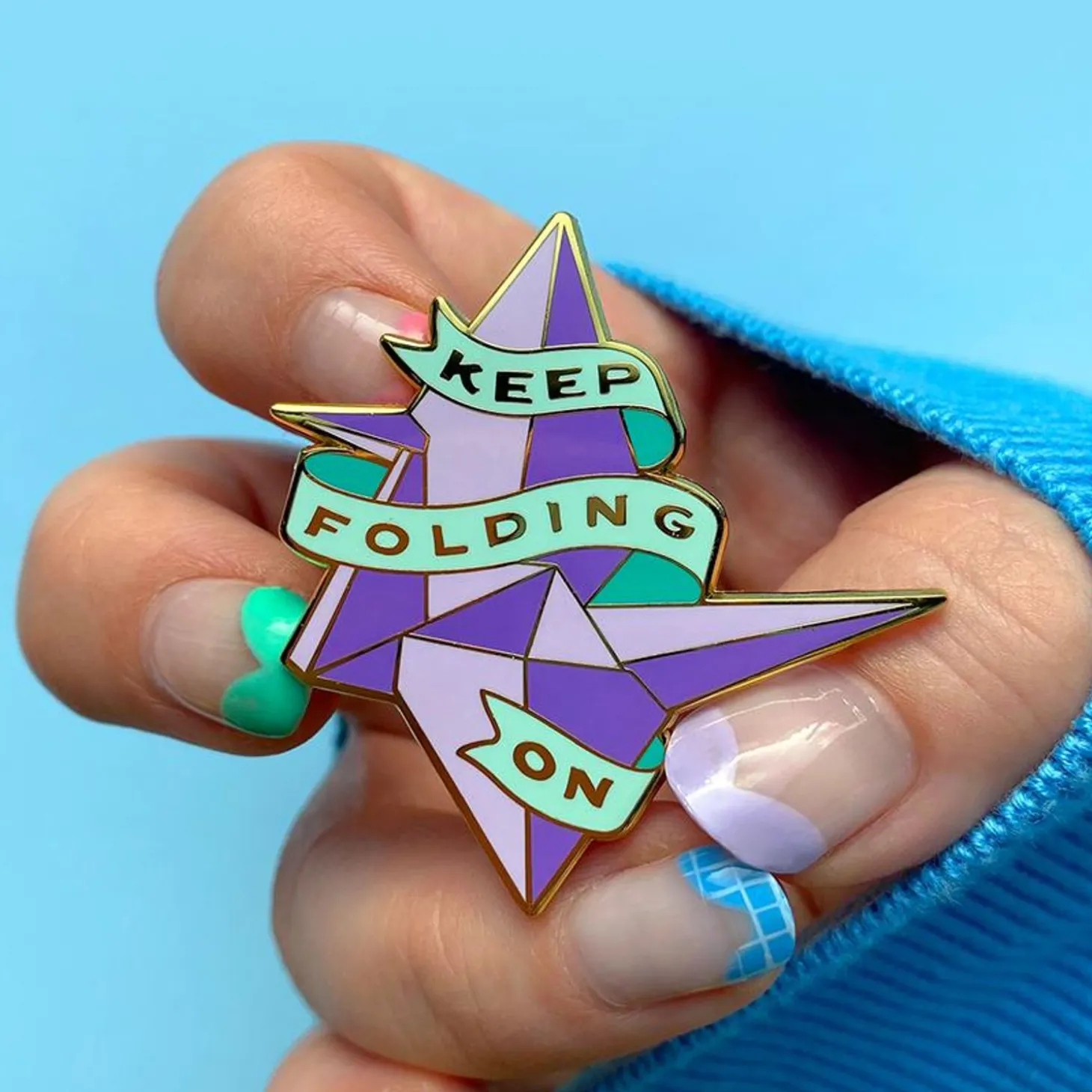 Keep Folding On Enamel Pin