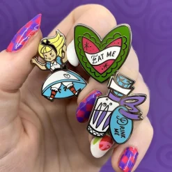 Kitchy Witch Alice'S Wonderland Falling Alice Pin Pack - 3 Piece