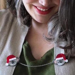 Koala Claus Double Brooch