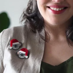 Koala Claus Double Brooch