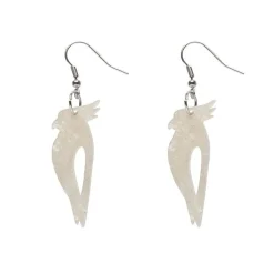 Kookaburra Ripple Glitter Resin Drop Earrings - Cream