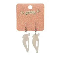 Kookaburra Ripple Glitter Resin Drop Earrings - Cream