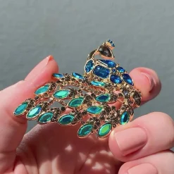 Le Peacock Royal Stone Set Crystal Brooch