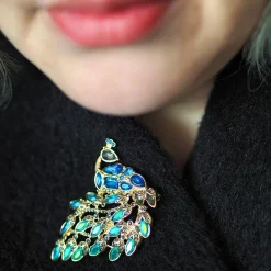Le Peacock Royal Stone Set Crystal Brooch