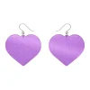 Love Heart Mirror Drop Earrings - Purple