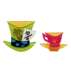 Mad Hatter'S Tea Party Double Brooch