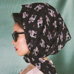 Madame Caniche Large Neck Scarf - Black