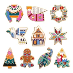 Modern Holiday Enamel Pin Pack - 10 Piece