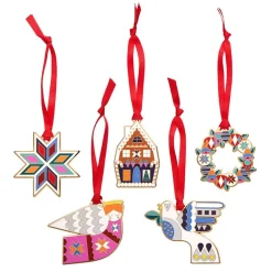 Modern Holiday Enamel Tree Ornament Pack - 5 Piece