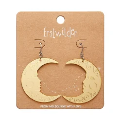 Moon Mirror Drop Earrings - Gold