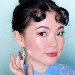 Mushroom Textured Resin Drop Earrings - Blue