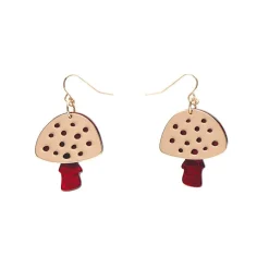 Mushroom Textured Resin Drop Earrings - Red