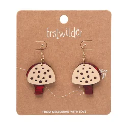Mushroom Textured Resin Drop Earrings - Red
