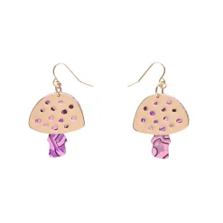 Mushroom Textured Resin Drop Earrings - Pink
