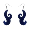 Nouveau Ripple Glitter Resin Drop Earrings - Dark Blue