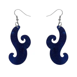 Nouveau Ripple Glitter Resin Drop Earrings - Dark Blue