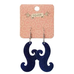 Nouveau Ripple Glitter Resin Drop Earrings - Dark Blue