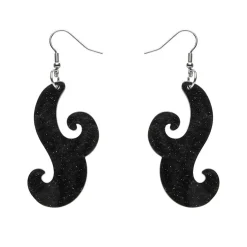 Nouveau Ripple Glitter Resin Drop Earrings - Black