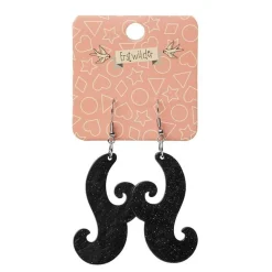 Nouveau Ripple Glitter Resin Drop Earrings - Black