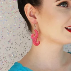 Nouveau Ripple Resin Drop Earrings - Pink