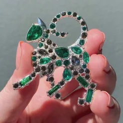 On The Prowl Cat Stone Set Crystal Brooch