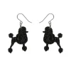 Poodle Glitter Hook Drop Earrings - Black
