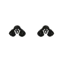 Poodle Glitter Stud Earrings - Black